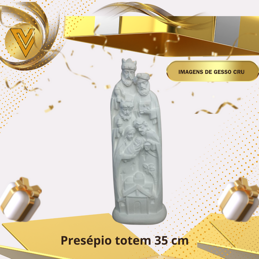 Presépio Totem de gesso cerâmico cru, pronto para pintar de -  35 cm
