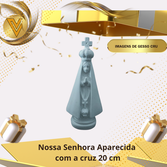 Imagem de Nossa Senhora Aparecida com Cruz de 18cm – Pronta para Pintar