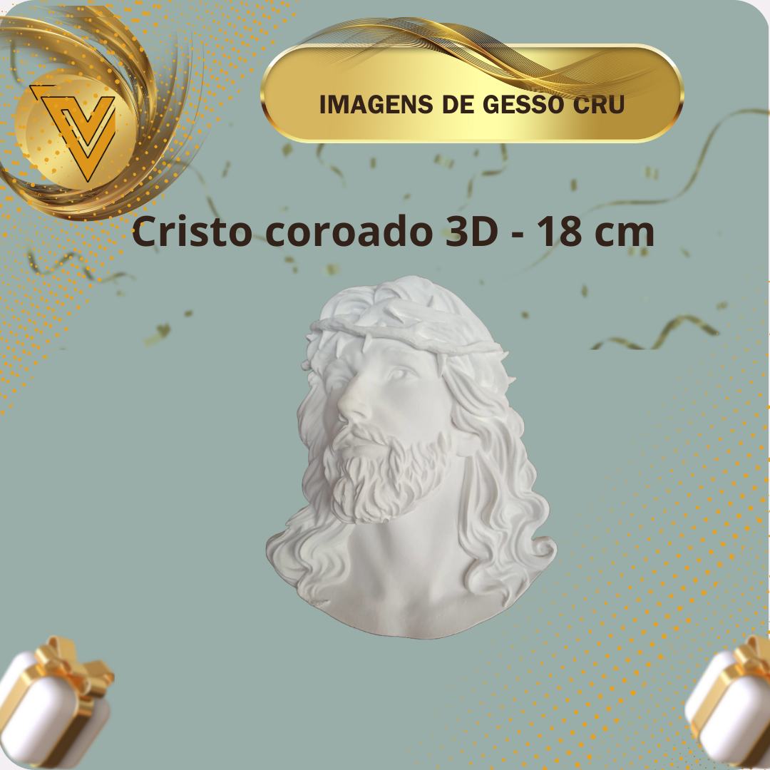 Atacado - 3 Sagrada face do Cristo coroado 18 cm - gesso  cerâmico cru