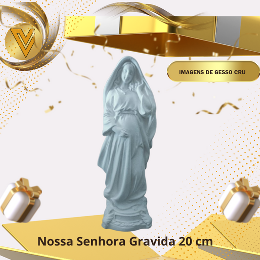 Imagem de Nossa Senhora Gravida de gesso cerâmico cru, pronto para pintar de -  20 cm
