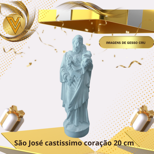 Imagem de São José castíssimo coração de gesso cerâmico cru, pronto para pintar de -  20 cm