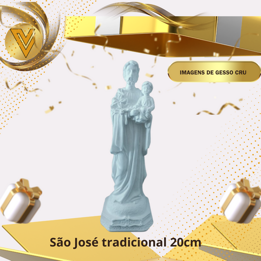 Imagem de São José tradicional de gesso cerâmico cru, pronto para pintar de -  20 cm