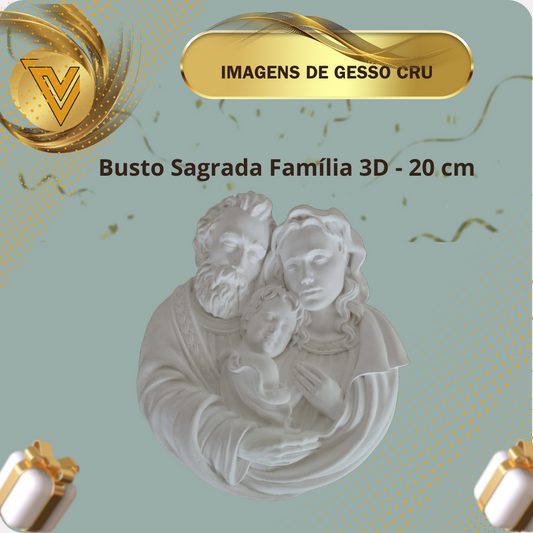 Atacado - 3 Busto Sagrada Família  gesso cerâmico cru 20 cm