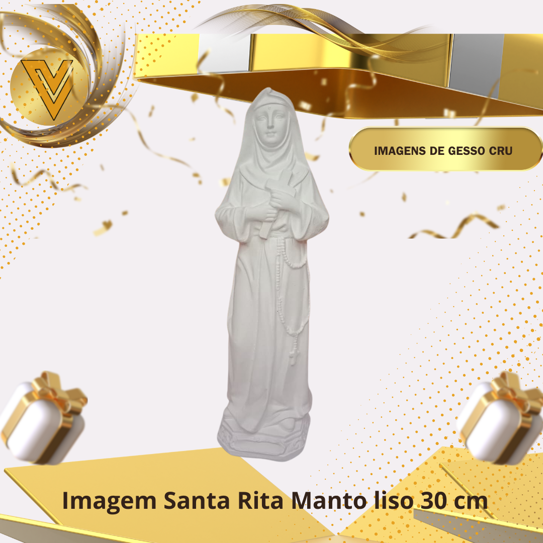 Imagem de Santa Rita – Manto Liso 30 cm em Gesso Cerâmico Cru