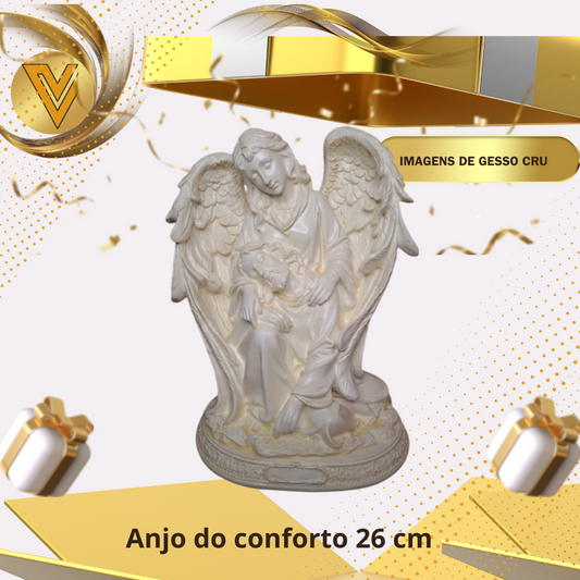 Anjo do conforto de gesso cerâmico cru, pronto para pintar  -  26 cm